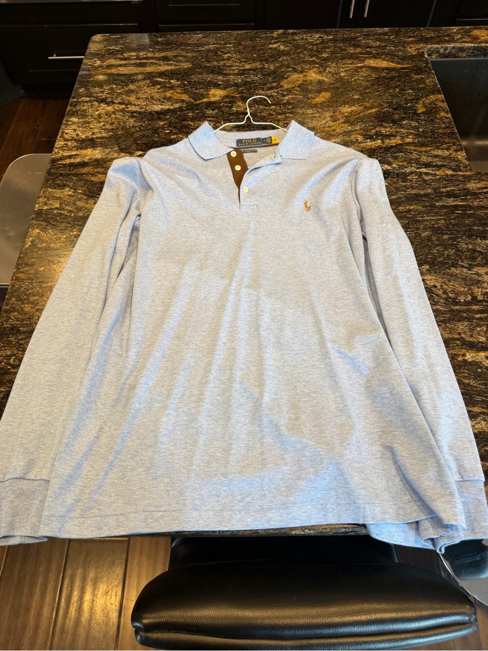 Polo by Ralph Lauren Long-Sleeve Light Blue Polo Shirt Classic Fir M